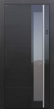 Haustür modern, Keramik, Koshi nero, anthrazit, dunkelgrau, Sicherheitstür, passivhaustauglich, besser als Alu, Glas, Fingerprint